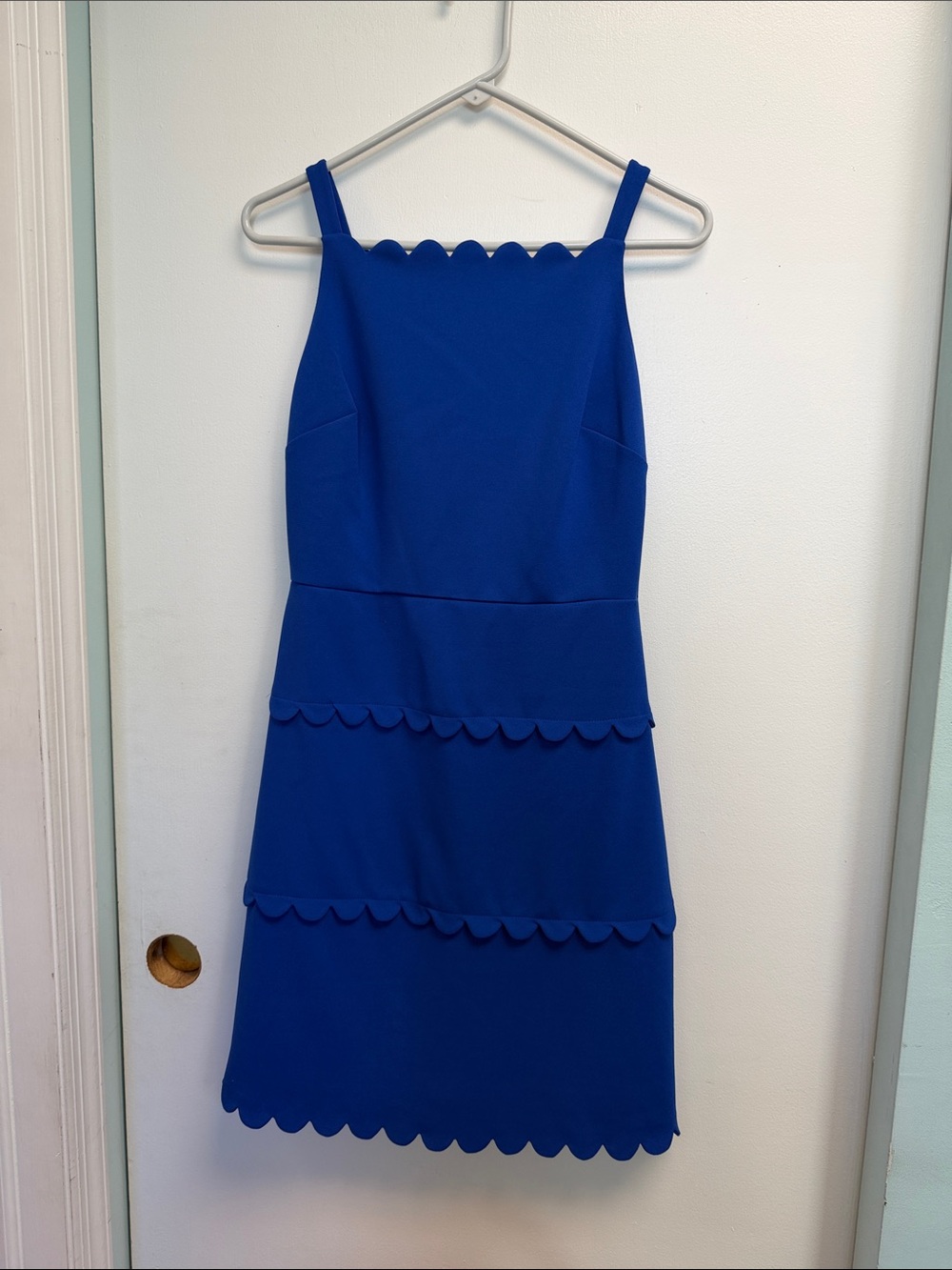 Karl Lagerfeld Royal Blue Scalloped Tiered Mini Dress